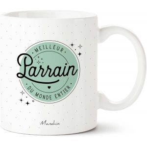 Eryi-Mug Cadeau Parrain - Meilleur Parrain Du Monde Entier - Avec Boite Kraft - Imprimé En France - 330 Ml Céramique - Tasse Parrain - Annonce Baptême - Demande Futur Parrain - Neuf