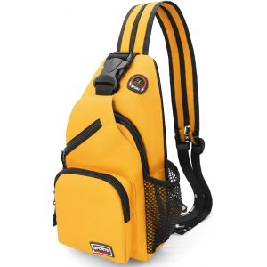 RFCBC-Sac de Poitrine Femme Léger Petit Sacs à Dos avec Trou pour écouteurs Sac à Bandoulière en Toile Oxford Multifonction Multi-Poches Sling Bag pour Excursion Camping Voyage Cyclisme (Jaune) - Neuf