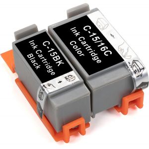 Lot De 2 Cartouches D'Encre Compatibles Canon Bci-15 Bci-16 C-15 Bubble Jet I70 I80 Pixma Ip90 Ip90V Mini220 Selphy Ds700 Ds810 - Neuf