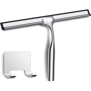 Sstoohl Raclette Douche De 25 Cm En Acier Inox Avec Crochet, Raclette De Douche Argent, Raclette Vitre Douche, Raclette Salle De Bain Pour Carrelage Mur Verre Porte Miroirs Fenêtres Table - Neuf