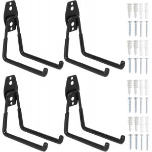 4 Pi&egrave;ces Crochet Rangement Garage, Crochet Garage Robustes avec Rev&ecirc;tement Anti-D&eacute;rapant, Crochets Muraux Garage pour Outils &Ecirc;lectriques, Tuyaux,V&eacute;los, &Ecirc;chelle (Grand, Orange) - Neuf