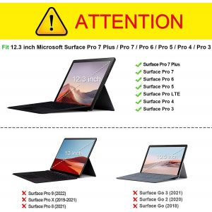 Housse Pour Microsoft Surface Pro 7+/Surface Pro 7/Pro 6/Pro 5/Pro 4/Pro 3 - Coque Multi-Angle Ajustables Etui De Protection Fermeture Magnétique Cover Avec Poche De Documents, Marbre Nuageux - Neuf