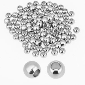 Lot De 100 Entretoises En Acier Inoxydable Pour La Fabrication De Bijoux,Perles D'entretoise En Vrac,6 Mm,Trou Plus Grand,Perles En Métal Polies,Pour Colliers,Bracelets,Bijoux De Bricolage - Neuf