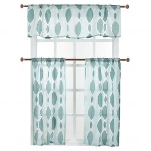Hjlian Lot De 3 Rideaux Occultants En Polyester Bicolore Pour Fenetre, Chambre A Coucher, Salon (Vert) - Neuf