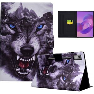 Kal-Coque Pour Lenovo Idea Tab Pro (12,7 Pouces 2025) Lenovo Idea Tab Pro (Tb-373fu Tb-375fc) Premium Pu Cuir Avec Fente Pour Carte Et Support Tablette Housse Étui-Chien Loup - Neuf