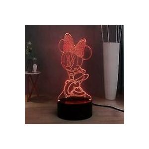 Belle Mickey Minnie Mouse Led Night Light, T&eacute;l&eacute;commande Usb 3d Visual Night Lamp Pour Chambre &Agrave; Coucher, Lampe De Bureau Decor 16 Couleurs, Enfants Teen Cadeau De No&euml;l - Neuf