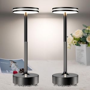 Ulteronixshop-Lampe De Table Tactile Sans Fil Usb, 5000mah 2pcs Lampe De Chevet Batterie Led Rechargeable, Lumiere Bureau Piles, 3 Temp&eacute;ratures De Couleur, Pour Restaurant, Interieur/Exterieur, Ip54 - Neuf