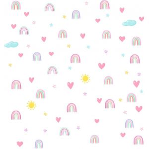 Eryi-Stickers Arc-En-Ciel, Stickers Muraux Enfants, Stickers Muraux Avec Coeurs, Stickers Muraux Bohème, Stickers Muraux Pour Chambre D'enfant, Bébé Pépinière D'enfant Décoration Murale De La Maison - Neuf