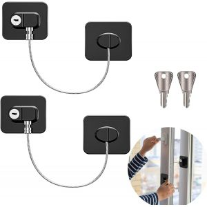 Kalanka-2 Pcs Securite Fenetre Enfant, Bloc Fenetre Securite Enfant Avec 2 Clés, Bloque Fenetre Avec Adhésif Puissant Pour Bloque Porte Placard Armoire Tiroir Laveuse (Noir) - Neuf