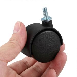 Potence filetée 6 mm 40 mm double roue pivotante noire - Neuf