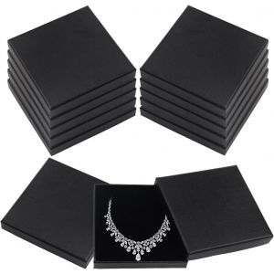 Mevronisshop-12 Pièces Boite Cadeau Bijoux Boîtes À Bijoux Vide Petite Boite Cadeau Ecrin Bijoux Petite Bijoux Carton Papier Boîte Pour Collier Boucles D'oreilles Bague Rangement (Noir, 9 X 9 X 1,5 C - Neuf