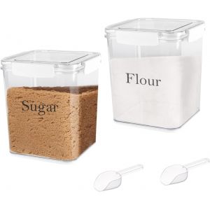 Tianyi-Lot De 2 Bo&icirc;te De Rangement Cuisine, 4l Boite Hermetique Alimentaire Boite A Sucre En Poudre Alimentaires Extra Larges Pour Farine C&eacute;r&eacute;ales Riz Cuill&egrave;res Pour L'organisation De La Cuisine - Bl - Neuf
