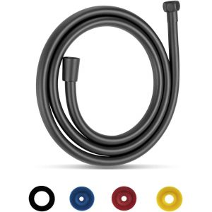 Flexible de Douche Noir 1,5M/59IN Tuyau de Douche PVC Tuyau Douche Anti Torsion Shower Hose for Shower Or Bidet Sprayer Flexible Pommeau Flexible Douchette avec 4 Limiteur de D&eacute;bit d'Eau - Neuf