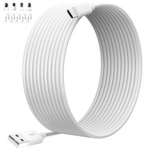 JGD-8M C&acirc;ble de Charge USB vers Micro USB pour XIAOMI Camera 2K/Pro, C&acirc;bles d'extension d'alimentation de Cam&eacute;ra de S&eacute;curit&eacute; pour XIAOMI MI/YI/Cloud Camera,Wyze/Nest/Arlo Q/Furbo Dog Cam,Blanche - Neuf
