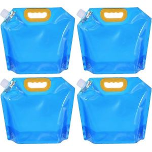 (0,66 Gallon Et 2,5 L - Bleu) Sac À Eau Pliable De 0,66 Gallon, Lot De 4, Pichet De Rangement En Plastique, Sac À Eau Pliable Pour Camping, Randonnée, Stockage D'eau D'urgence, Transparent - Neuf
