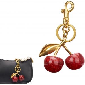 KAL-Breloque De Sac Cerise, Breloque Cerise Dorée Mignonne, Cerise Sacs Charme Pour Femme, Porte-Clés Pendentif Pour Sac À Main, Cadeau Exquis Pour Amoureuses De Mode - Neuf