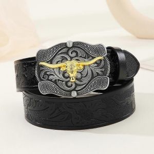 Longhorn Bull Ceinture Boucle Ceinture Vintage Western Ceinture Cowboy Ceintures Pour Hommes Western Avec Grande Boucle Ceinture En Cuir Jeans Ceinture Cinto - Neuf