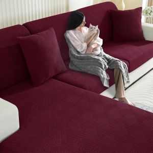 Uaa-Housse Coussin Canapé Extensible, Housse Assise Canapé Antidérapante, Universelle Housse Coussin Canape, Protection Meubles Couvre Pour Canape(1 Place, Bordeaux) - Neuf