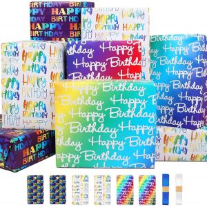 Papier Cadeau Set-Emballage Anniversaire Pour Gar&ccedil;on,Homme,Enfant-Happy Birthday Wrapping Paper Color&eacute; - Neuf