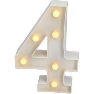 - Numéros Lumineux Led, Numéro 4 Avec Lumière Chaude Pour Décoration Et Ambiance, Veilleuses Pour Chevet, Anniversaires, Mariages, Vitrines. Fonctionnant Sur Batterie - Neuf