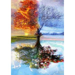 Ventes Promotionnelles Diy 5d Diamond Painting Four Seasons Tree Kits,Full Drill Round Diamonds Pictures Arts Craft For Ho - Neuf