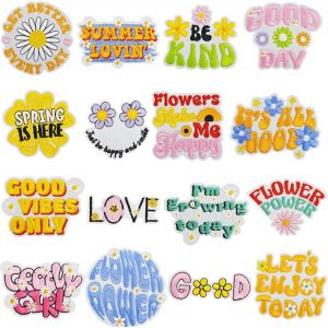 16 Pièces Autocollant De Patch Phrases Broderie Patch Thermocollant,Iron On Patches Stickers Ecusson À Coudre Pour Vêtements,Jeans,Chapeaux,Réparation Et Décoration - Neuf