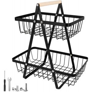 Mevronisshop-2 &Eacute;tages Corbeille &Agrave; Fruits Et L&eacute;gumes, Support Pour Comptoir De Cuisine, Panier En Maille M&eacute;tallique Pour Oignons Et Collations - Neuf