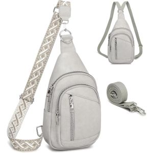 CAUC-2 en 1 Sac de Poitrine Femme Sac &agrave; Dos Pochette Banane Sacs Bandouli&egrave;re Femme PU Cuir avec 2 Sangles Amovibles et R&eacute;glable, Petit Sacoche de Sport a Main - Neuf