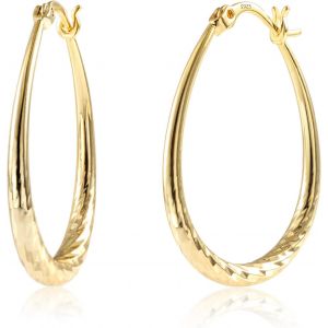 Kal-Boucles D'oreille C?ur Argent 925, Créoles Épaisses Grands Zircon, Chunky, Géométrique, Ovales, Carrées, Rondes, Hypoallergéniques, Plaqué Or 14 Carats, Femme - Neuf