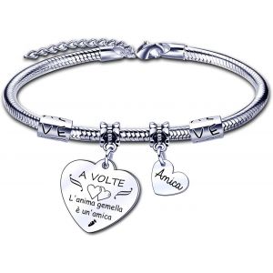 Kal-Bracelet Amiti&eacute;, Id&eacute;es Cadeaux Pour Femme, Anniversaire, Amie, Meilleur Bracelet Fille, Pour Amie, Soeur, Cadeau De No&euml;l, Anniversaire, L, Acier Inoxydable - Neuf