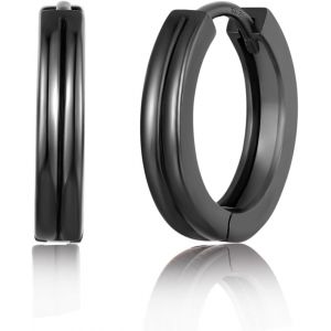 Kalhx-Boucles D'oreilles Argent 925 Cr&eacute;oles Boucles D'oreilles Noir Hommes Femmes Convient Pour Le Port Quotidien Pour Hommes Et Femmes - Neuf