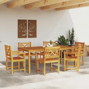 Vidaxl Ensemble De Salle &Agrave; Manger Pour Jardin 7 Pcs Marron - Neuf