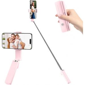 KALANKA-Mini Tr&eacute;pied &agrave; Selfie, Tr&eacute;pied Extensible & Monopode de Poche Multifonction avec T&eacute;l&eacute;commande, Compatible avec iPhone et Android, Id&eacute;al pour Vlog, Rose - Neuf