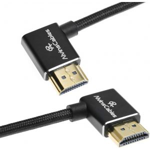 VornixorSarlshop-C&acirc;ble HDMI 2.1 8K@60Hz 4K@120Hz haute vitesse pour moniteur Atomos Ninja, c&acirc;ble en spirale tress&eacute; &agrave; angle de gauche &agrave; droite pour Sony FS5, Canon C300 C500, appareil photo Nikon Z9 - Neuf