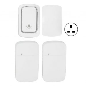 Sonnette sans fil, auto-alimentee, sans pile, 2 recepteurs, etanche, AC 100-230 V, prise britannique - Neuf