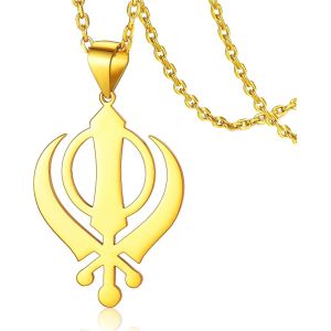 Kal-Collier Sikhisme Sikh Khanda En Acier Inoxydable Avec Pendentif En Forme D'épée Pour Homme Et Femme - Neuf