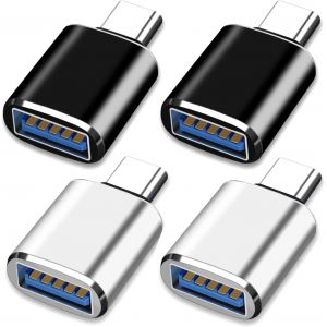 Adaptateur USB C vers USB 3.0 OTG Lot de 4, Compatible avec MacBook Pro 2021/2020, Galaxy S9/S8, Dell XPS 2 Noirs et 2 Argentés - Neuf