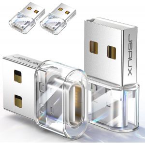 Adaptateur Usb Vers Usb C (Lot De 4), Convertisseur Type C Femelle À Mâle Avec Charge Rapide 3.1a Compatible Avec Apple Watch, Iphone 16 15 14 13 Pro Max, Samsung Galaxy S24 S23-Cristal - Neuf