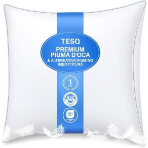 Oreiller En Plumes De Luxe 60x60 Cm Avec Triple Couche De Confort, Premium D'oreiller Confort Coussin En Duvet Hygi&eacute;nique, Remplissage Doux 100% Moelleux Oreiller, Lavable Et Respectueux - Neuf