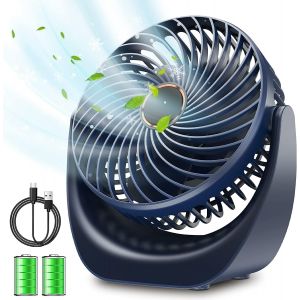 KALANKA-Ventilateur bureau silencieux usb avec Rechargeable Batterie 4000mAh,5 Vitesse petit ventilateur table pour La Chambre,domair,cuisine mini ventilateur portable - Neuf