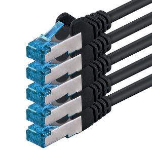 KAL-Câble Réseau Cat6A Cat6 Cat6 10 Gbit/S 1 M | Noir - 5 Pièces | Cat 6A | S-Ftp | Double Blindage - Neuf