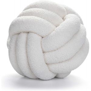 Cauc-Coussin &Agrave; Noeuds, De 28 Cm, Tiss&eacute; &Agrave; La Main, Coussin D&eacute;coratif, Coussin De Balle, Coussin En Peluche, Pour D&eacute;coration D'int&eacute;rieur, Blanc - Neuf
