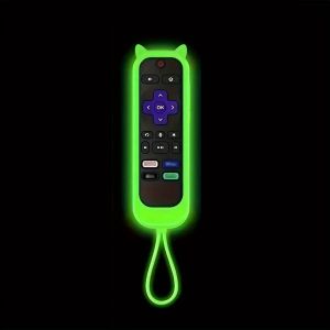 Housse de télécommande universelle en silicone en forme d'oreilles de chat qui brille dans la nuit, avec pour télécommande TV TCL Hisense Roku--Luminous green - Neuf