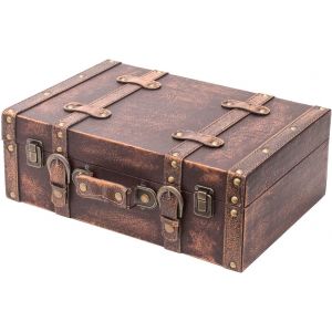KALANKA-VKO103 Valise en Bois Vintage | 38 x 26 x 13 cm | Grand | D&eacute;coration classique - Neuf