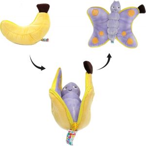 Les D&Eacute;GLINGOS Doudou Gadget Le Lapin/Carotte - Lapin Cache-Cache r&eacute;versible - Peluche Toute Douce pour b&eacute;b&eacute; - Id&eacute;es Cadeaux de NaissanceOrange et Blanc - Neuf