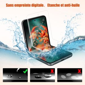 Aefj-2+2 Pack Tpu Verre Tremp&eacute; Pour Samsung Galaxy Z Flip 6 5g, Anti Rayures Protection &Eacute;cran+Film Protecteur Au Dos, Sans Bulle, Tactile Sensible, 0,15mm Hd Claire Z Flip 6 5g Vitre Protection - Neuf