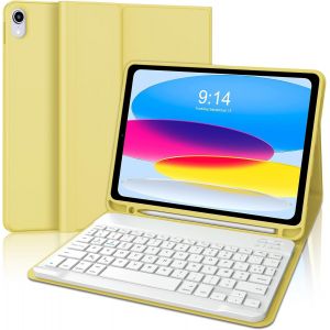 Clavier Pour Ipad 10 Eme Generation 10.9""/ 11 Eme Generation A16 2025 11 Pouces, Coque Clavier Pour Ipad 11/10Eme Generation, Azerty Français Clavier Bluetooth Détachable Avec Fente Pour Stylo, Jaune - Neuf