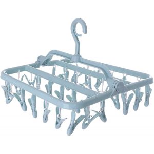 MDY-Etendoir Chaussette, Etendoir Linge avec 32 Pinces, Sechoir a Linge Pliant Suspendu, Etendoir Linge Interieur Extérieur, pour Chaussettes, sous-Vêtements et Petits Vêtements - Neuf