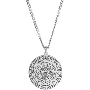 Kal-Vintage Tetragrammaton Pendentif Colliers Wahyeh Magique Pentagramme Béni De Salomon Amulette Collier En Acier Inoxydable Bijoux Viking Pour Femmes Et Hommes - Neuf