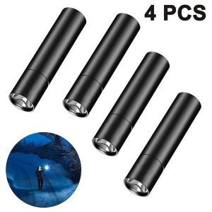 Lot De 4 Lampes Torches Tactiques Ultra-Lumineuses &iquest; Rechargeables, Compactes, R&eacute;sistantes &Agrave; L'eau, 3 Modes, Batterie 1200 Mah, Id&eacute;ales Pour Les Aventures En Plein Air - Neuf
